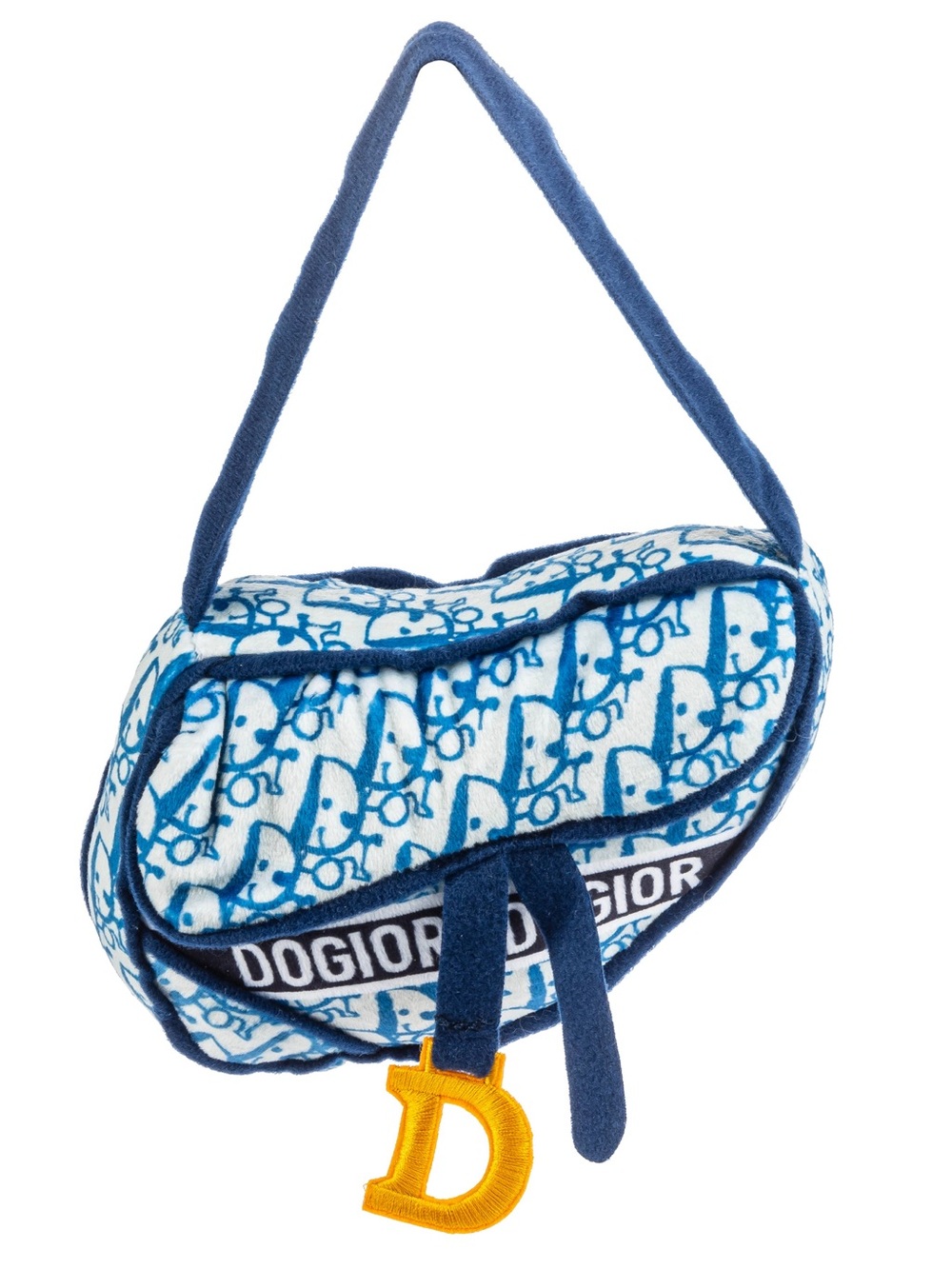 OGIO Blue Pattern Plush Dog Toy with Yellow 'D' Charm